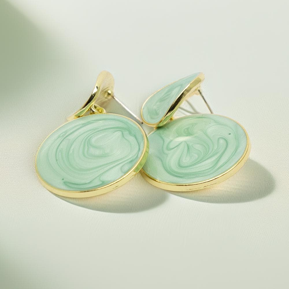 Mint Green Swirl Resin Earrings