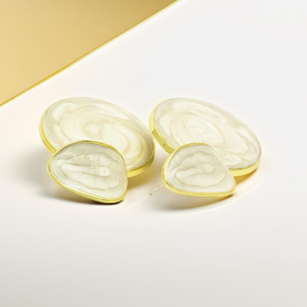Ivory & Gold Resin Drop Earrings