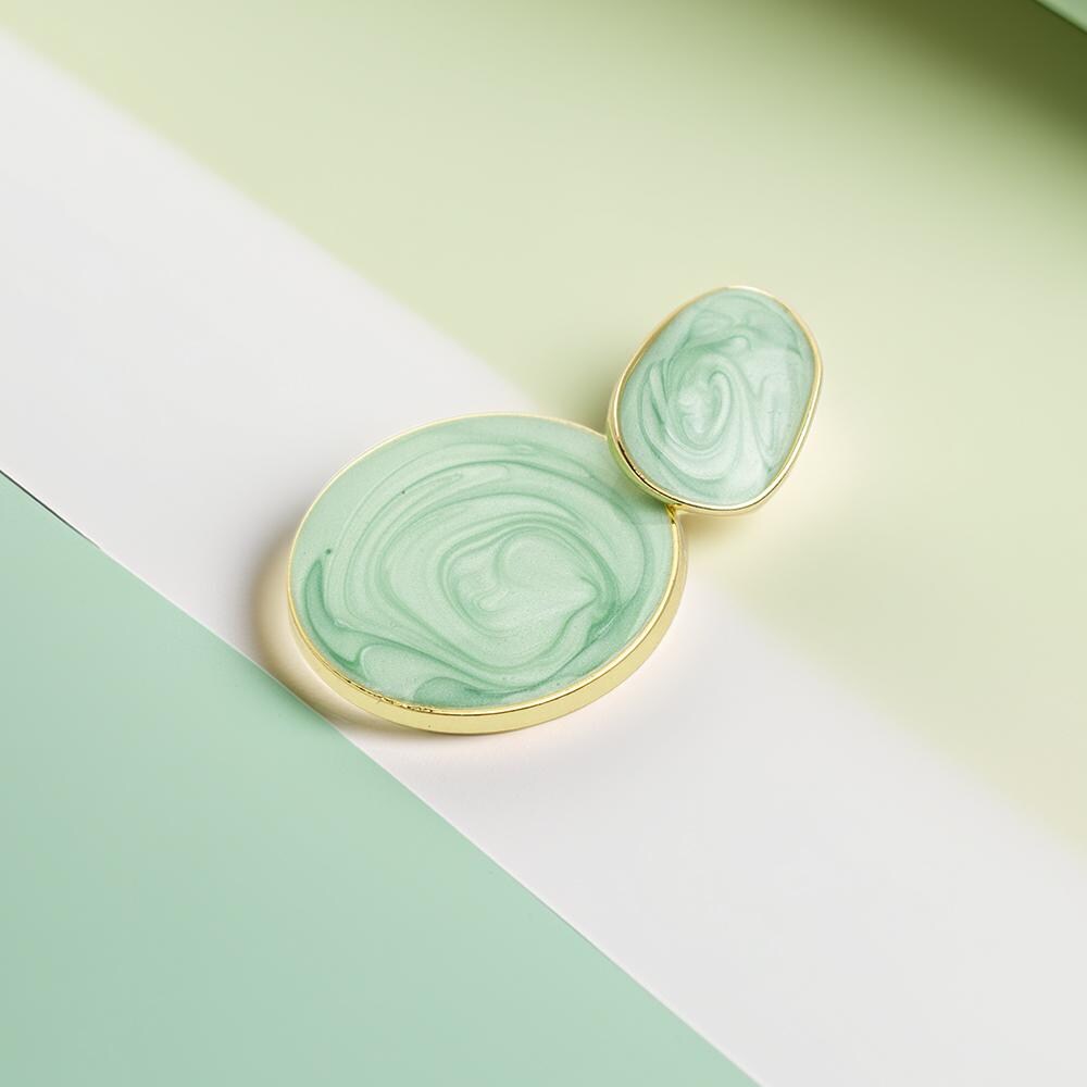 Mint Green Swirl Resin Earrings