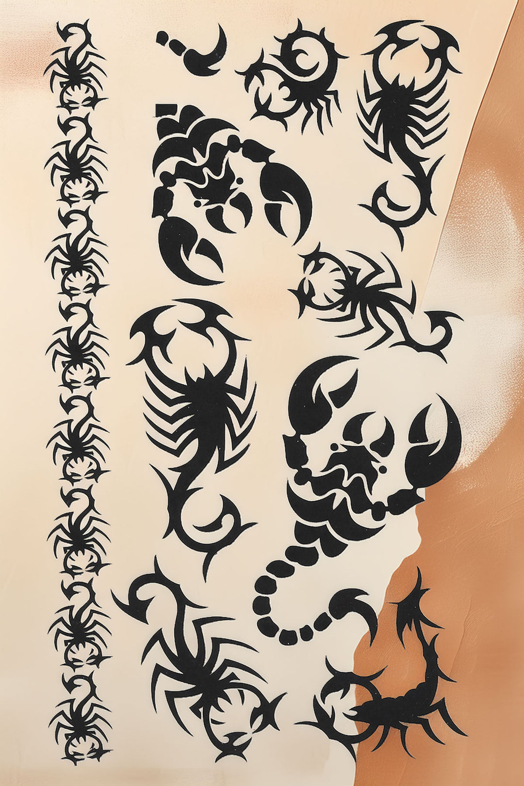 Sheet of Scorpion Tribal Temporary Tattoos