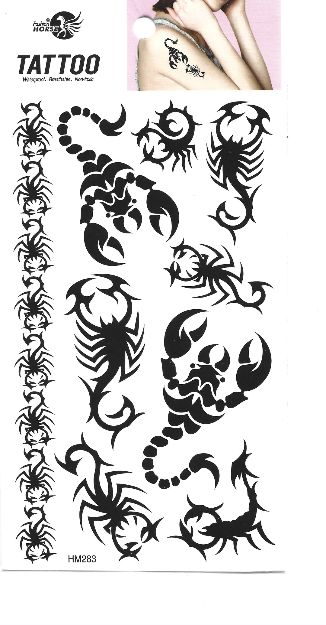 Sheet of Scorpion Tribal Temporary Tattoos