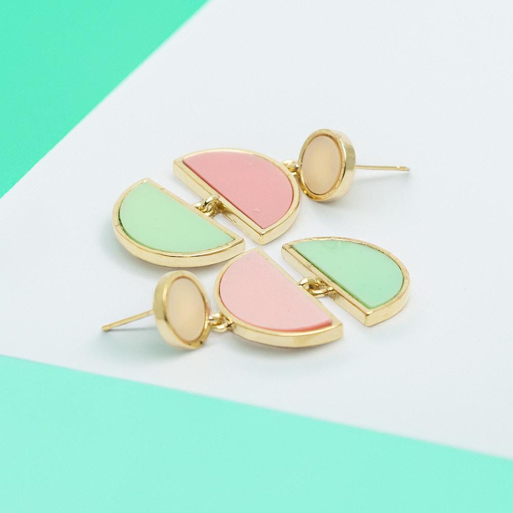Pastel Geometric Dangle Earrings