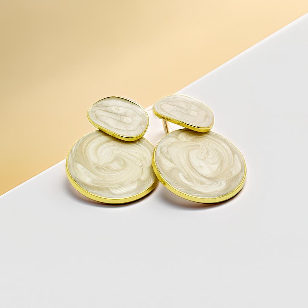 Ivory & Gold Resin Drop Earrings