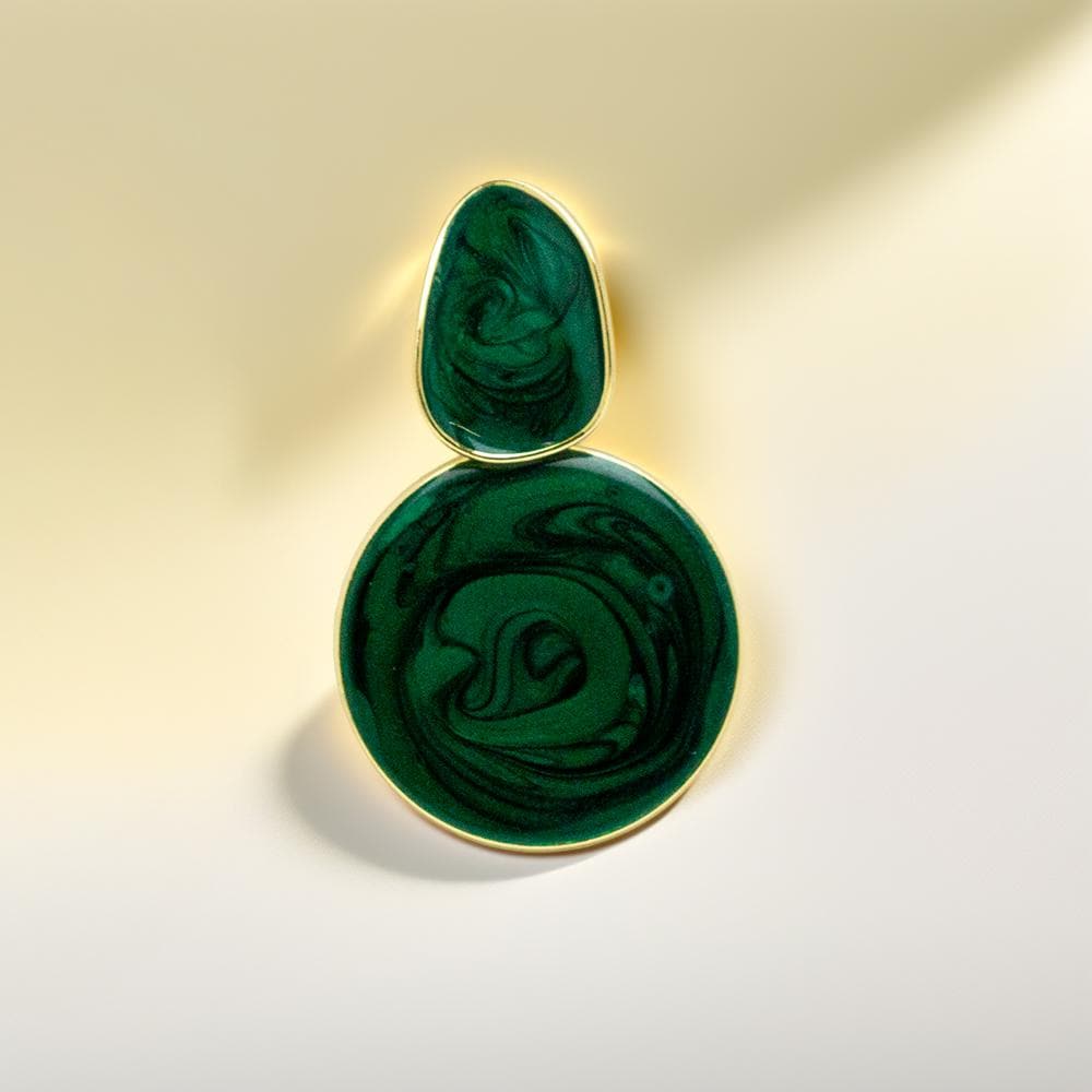 Bold Green & Gold Resin Statement Earrings