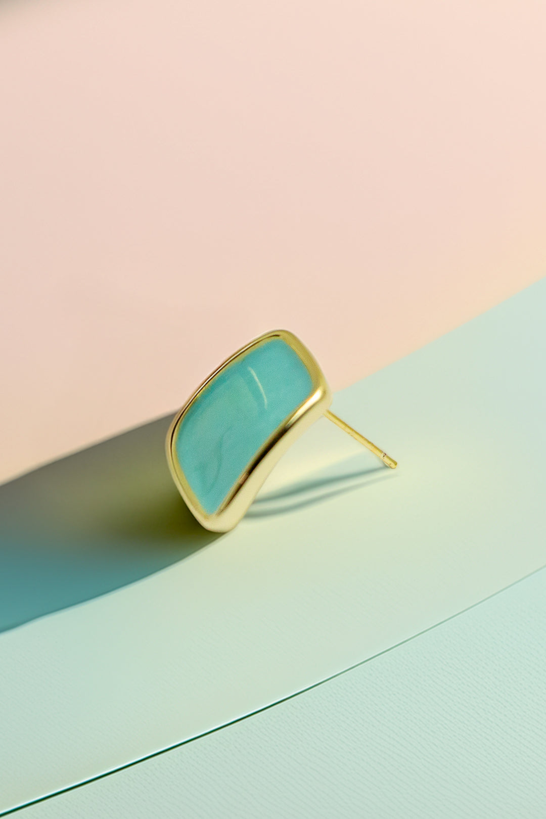 Gold-Toned Aqua Stud Earrings