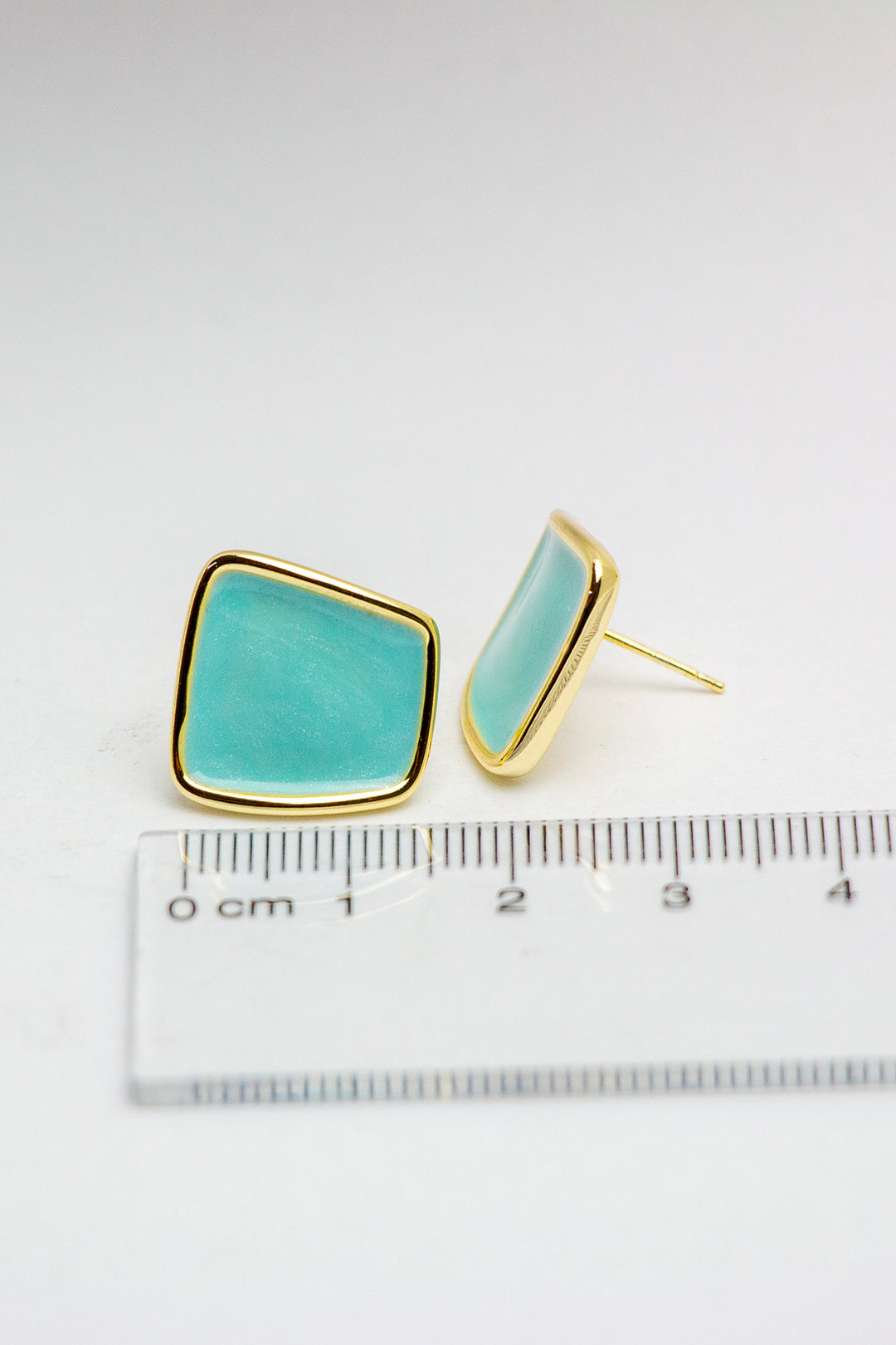 Gold-Toned Aqua Stud Earrings