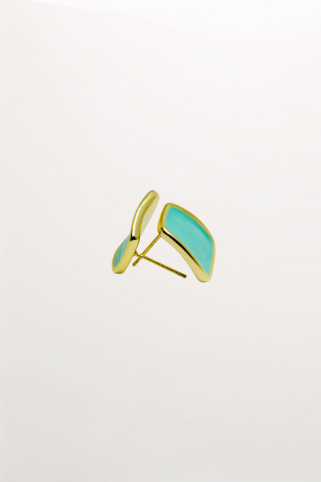 Gold-Toned Aqua Stud Earrings