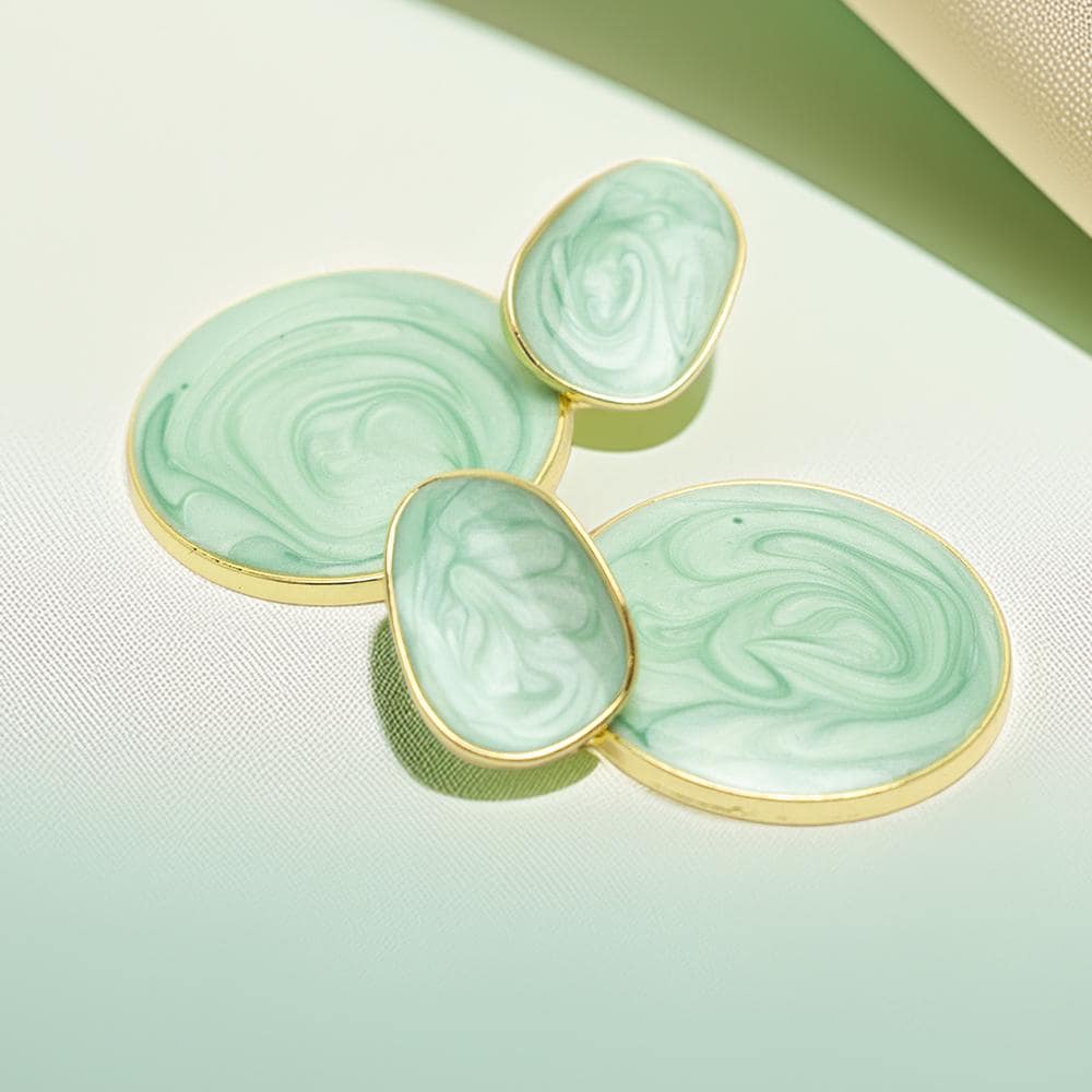 Mint Green Swirl Resin Earrings