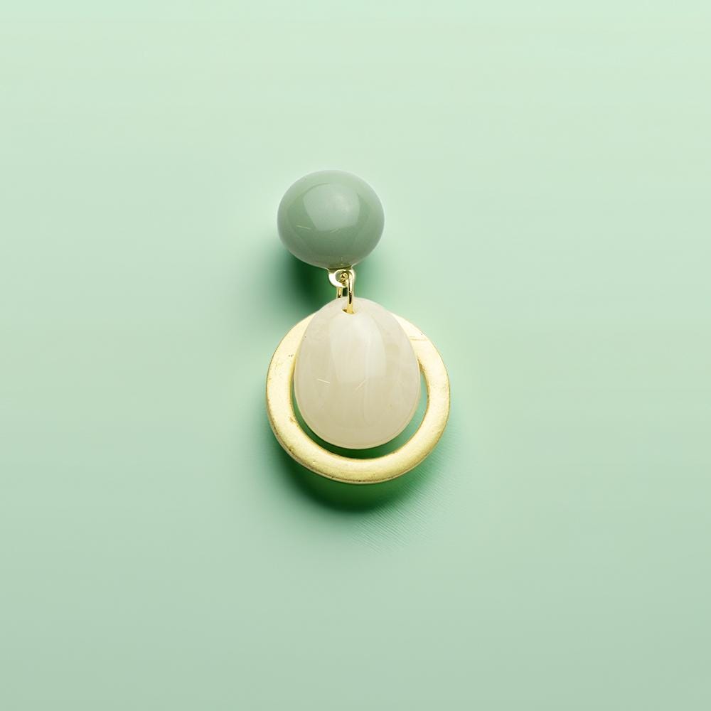 Gold & Green Minimalist Dangle Earrings