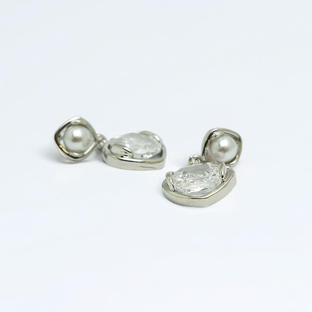 Silver & Pearl Drop Earrings