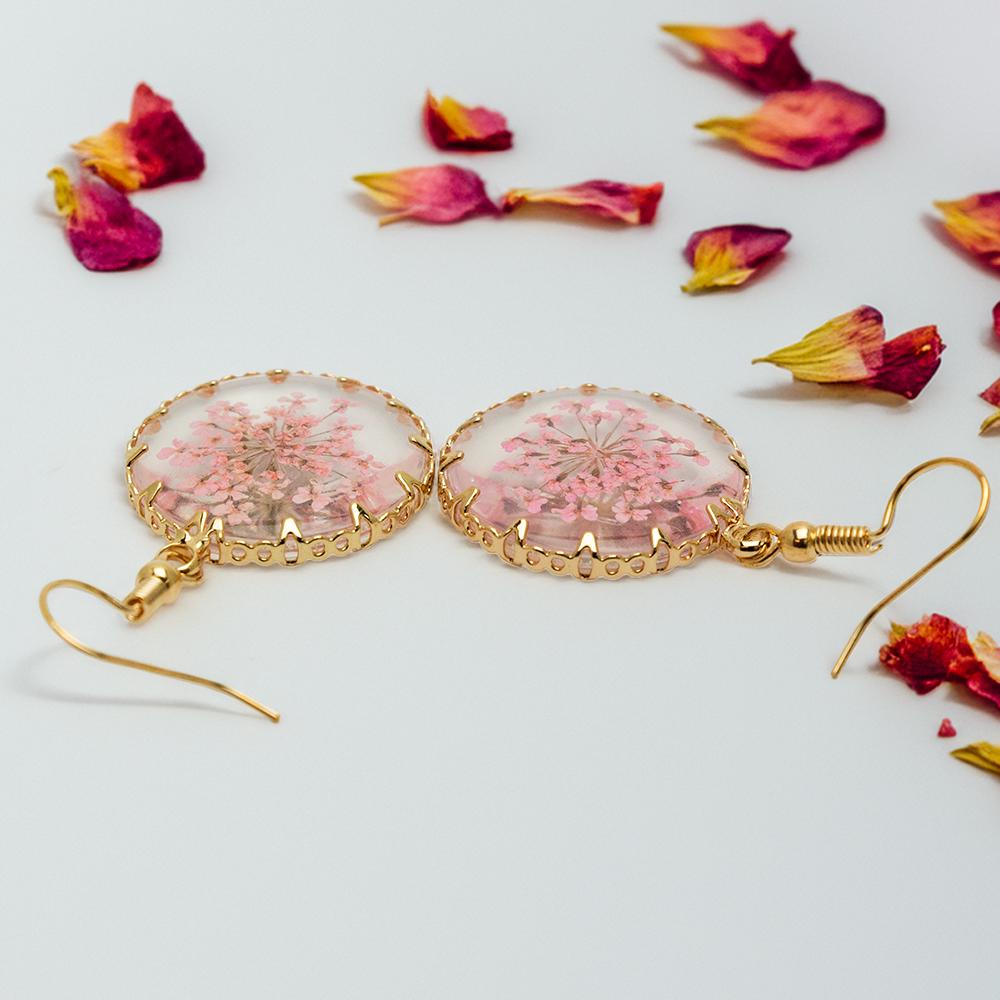 Pink Dried Flower Earrings