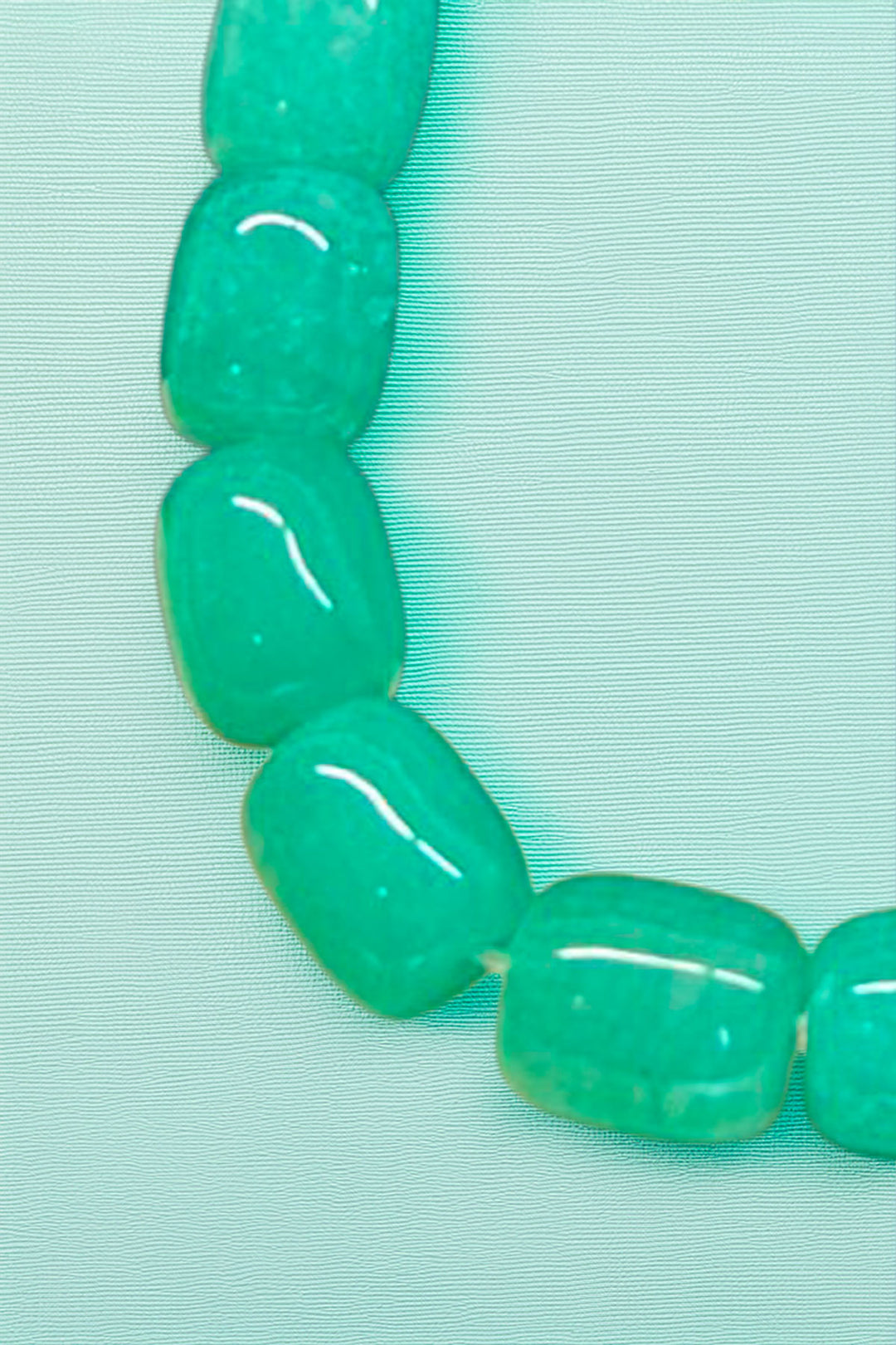 Close-up of Amazonite beads in bracelet