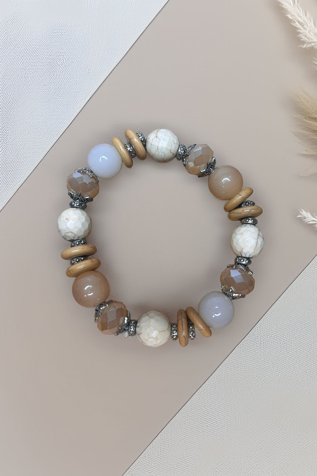 Beaded bracelet on textured background