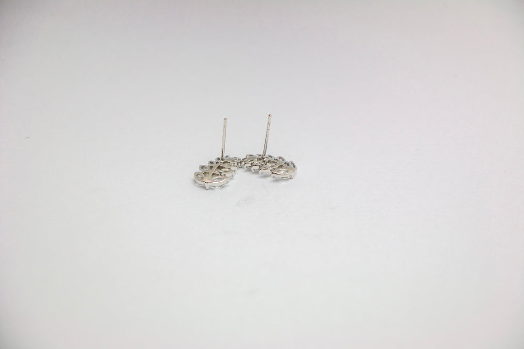 Back view of leaf earrings showcasing the posts