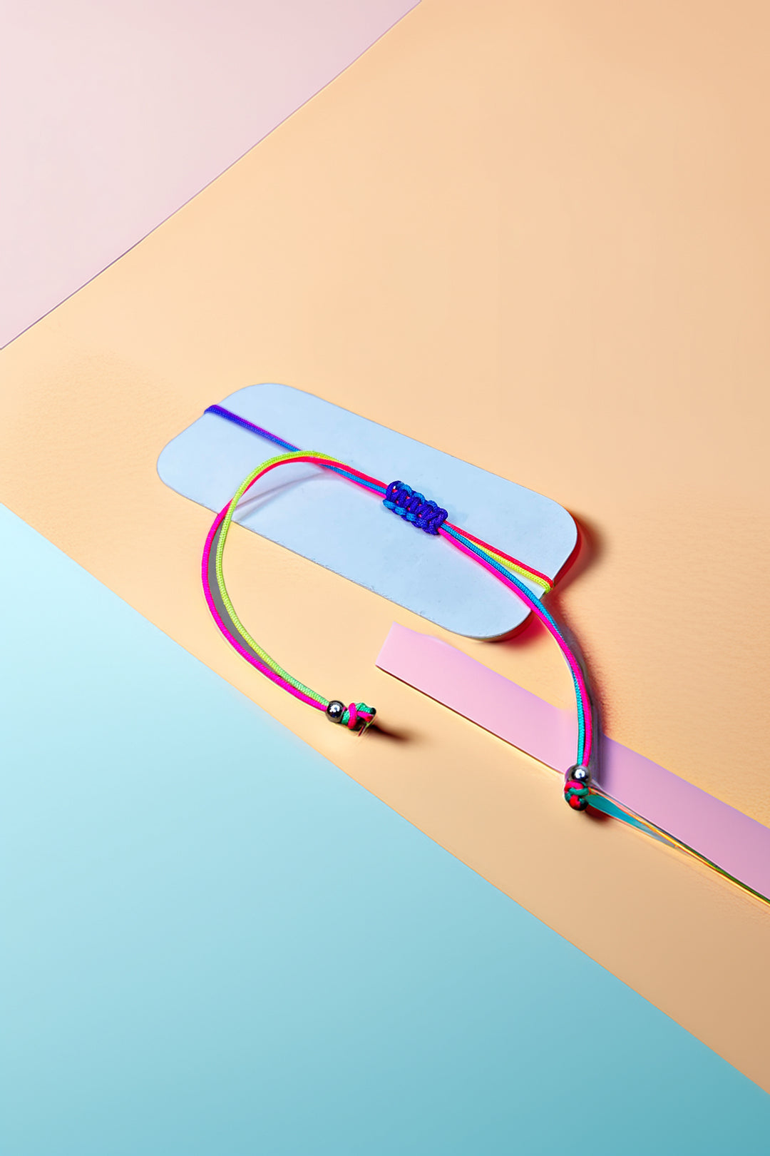 Back view of vibrant friendship bracelet