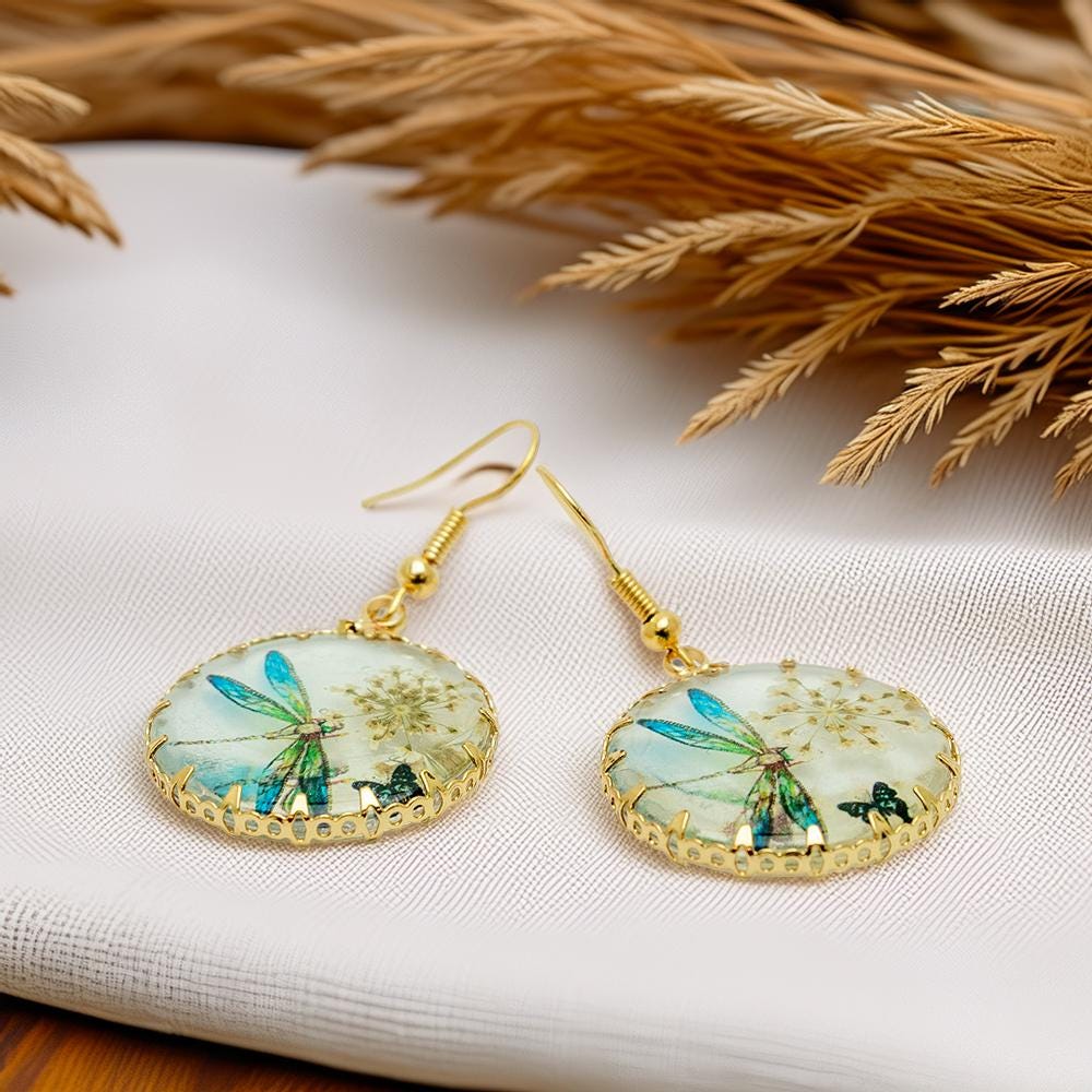 Dragonfly & Flowers Earrings