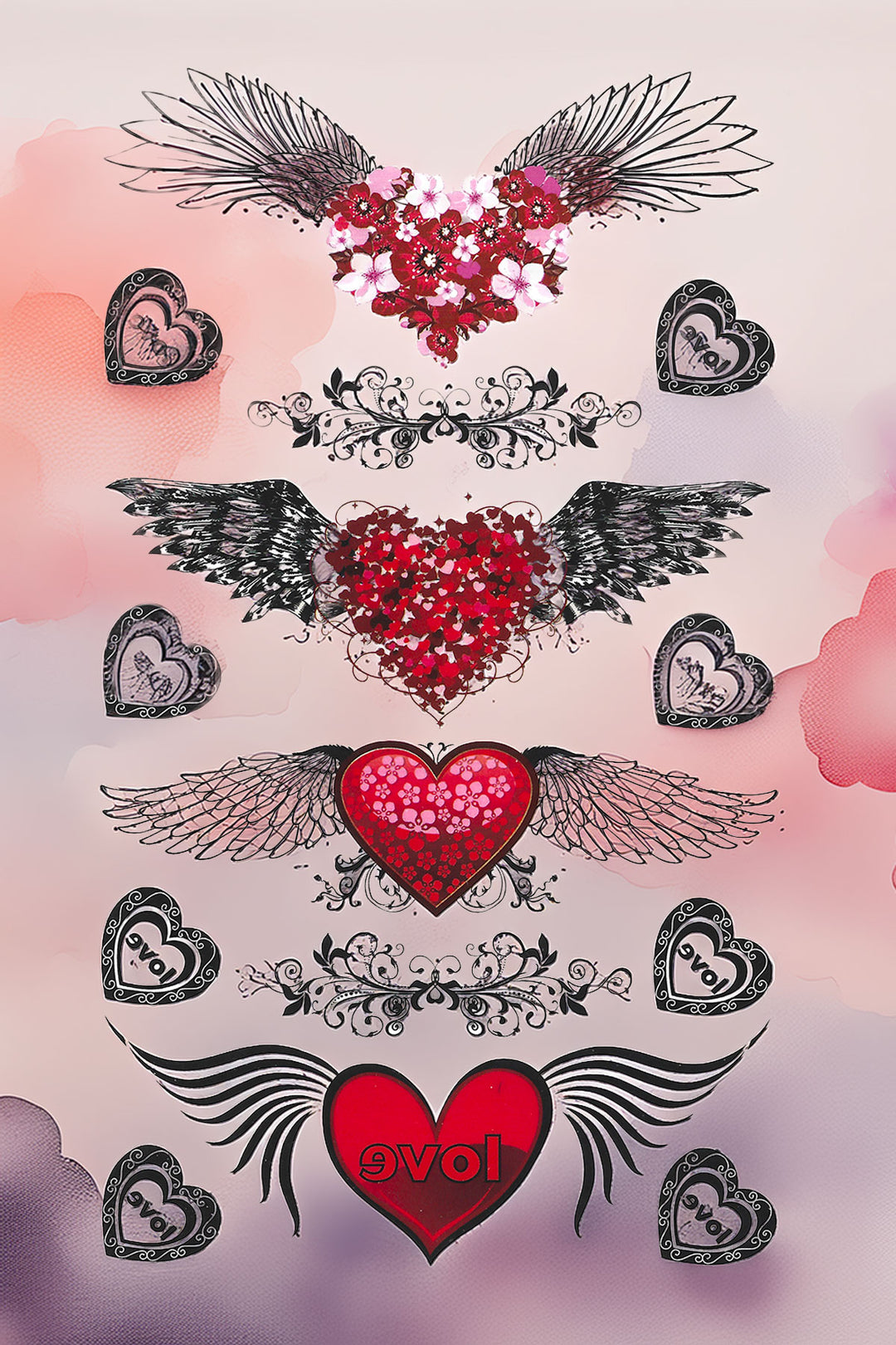 Bohemian Winged Heart Tattoo
