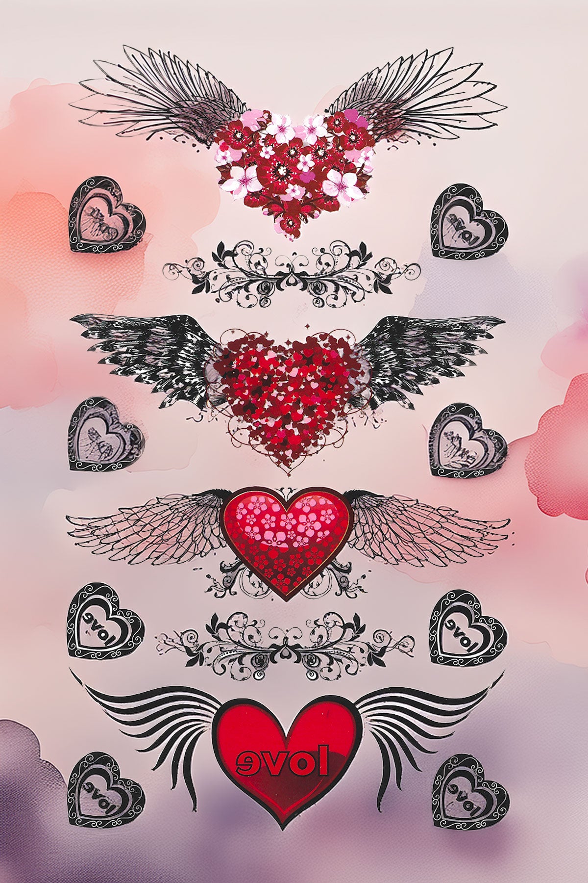 Bohemian Winged Heart Tattoo