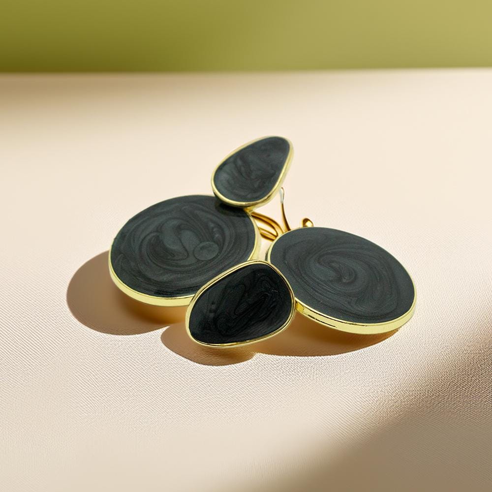 Swirled Black Statement Earrings