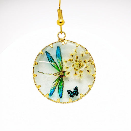 Dragonfly & Flowers Earrings