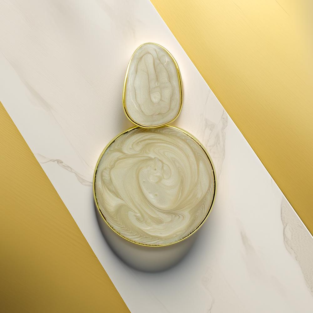 Ivory & Gold Resin Drop Earrings