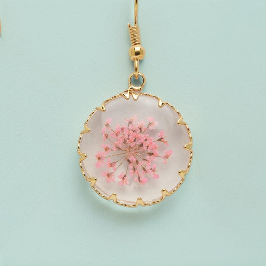 Pink Dried Flower Earrings