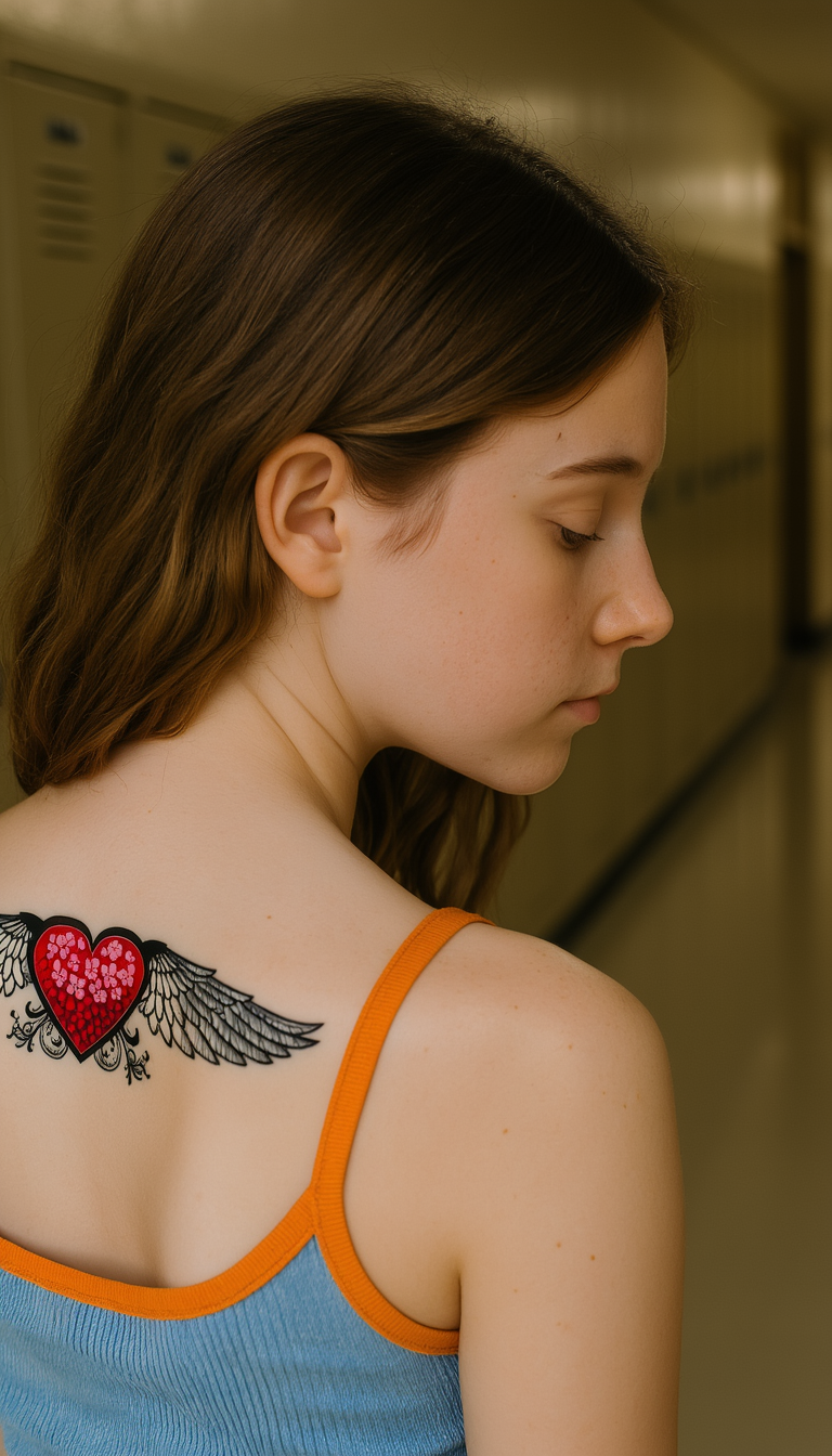 Bohemian Winged Heart Tattoo