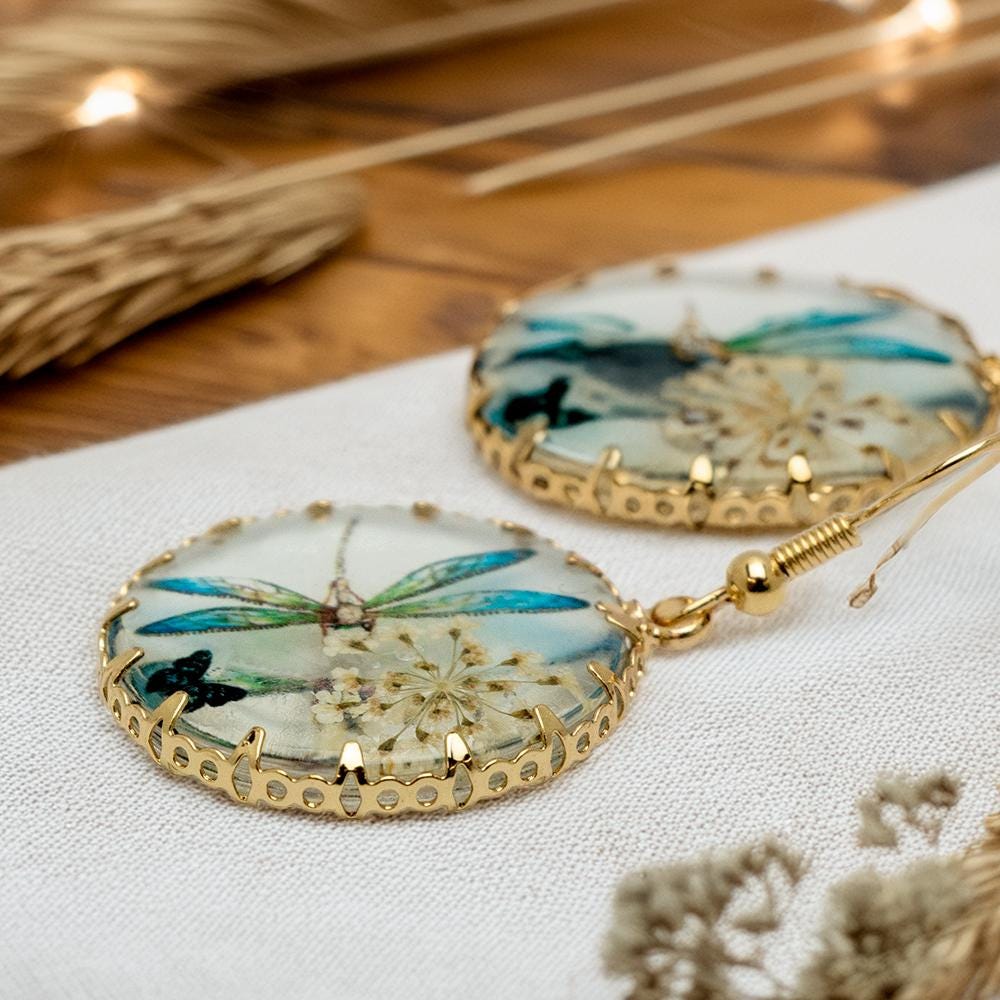 Dragonfly & Flowers Earrings