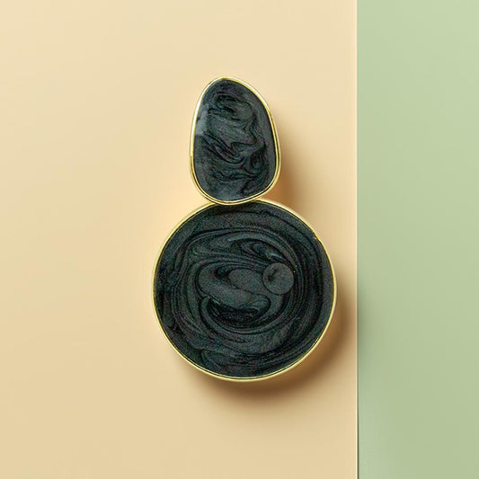 Swirled Black Statement Earrings