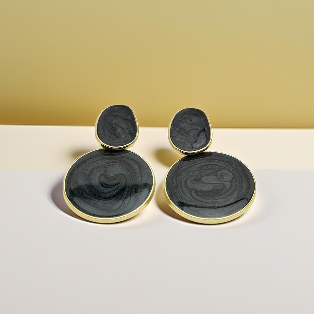 Swirled Black Statement Earrings