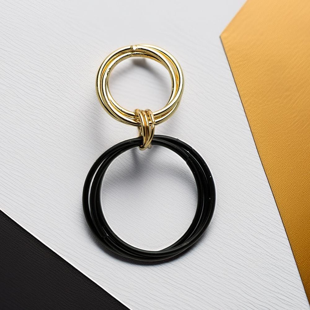 Geometric Gold & Black Dangle Earrings