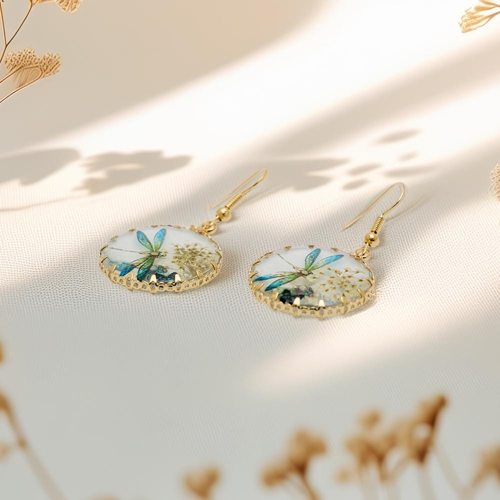 Dragonfly & Flowers Earrings