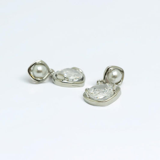 Silver & Pearl Drop Earrings
