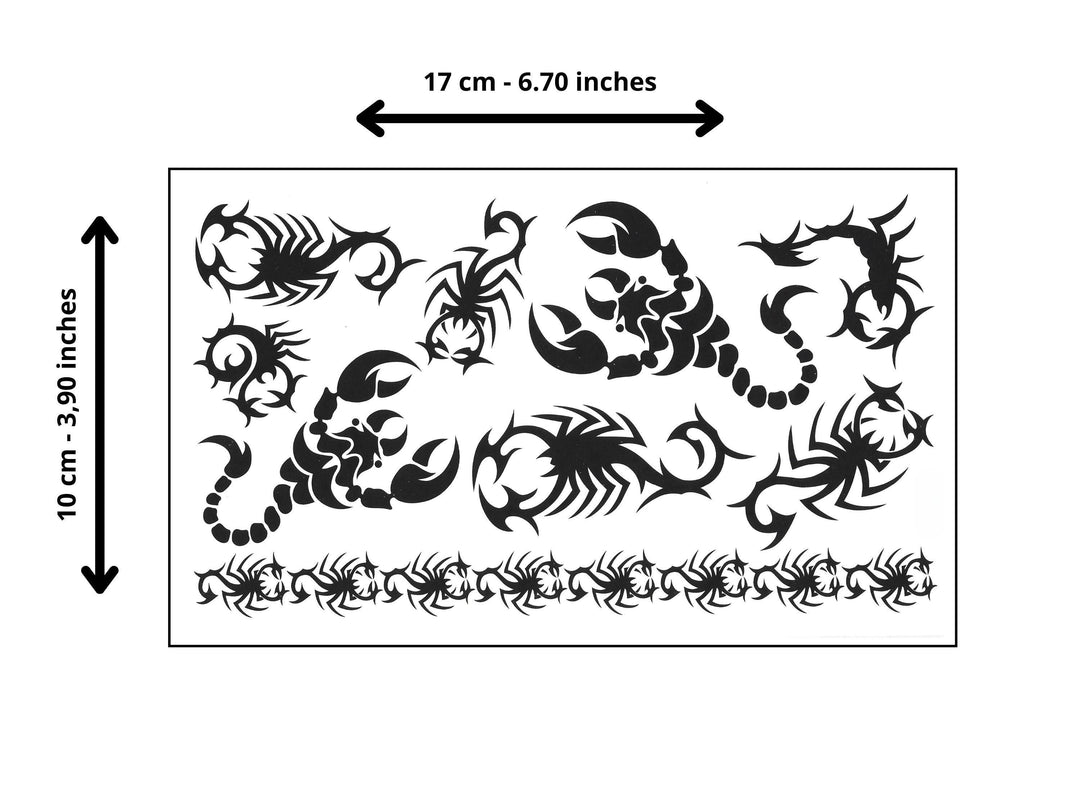 Sheet of Scorpion Tribal Temporary Tattoos