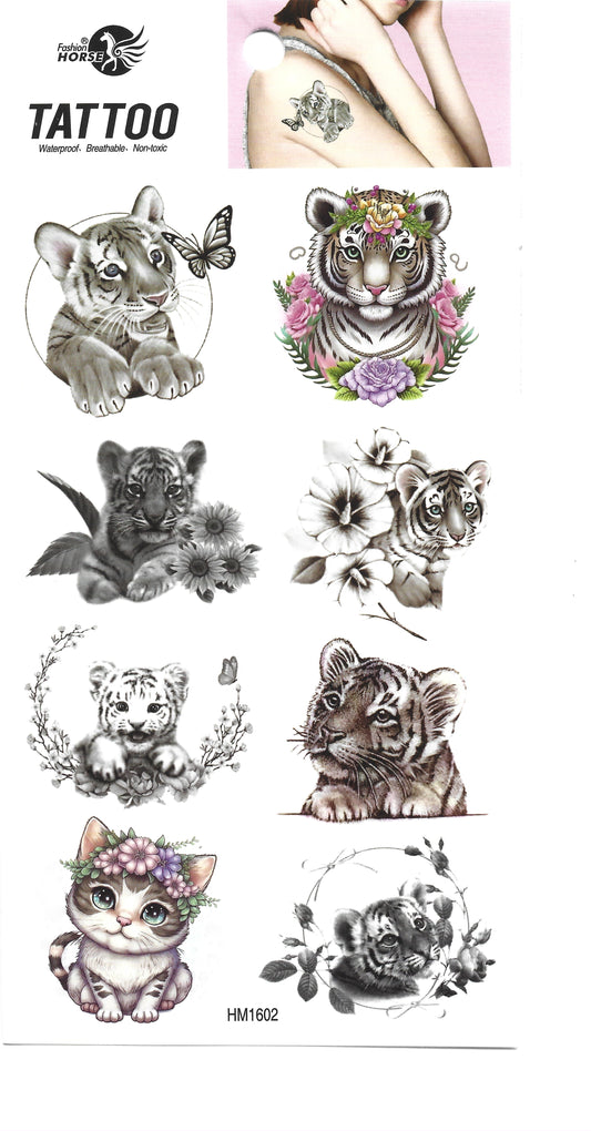 Assorted animal-themed temporary tattoos