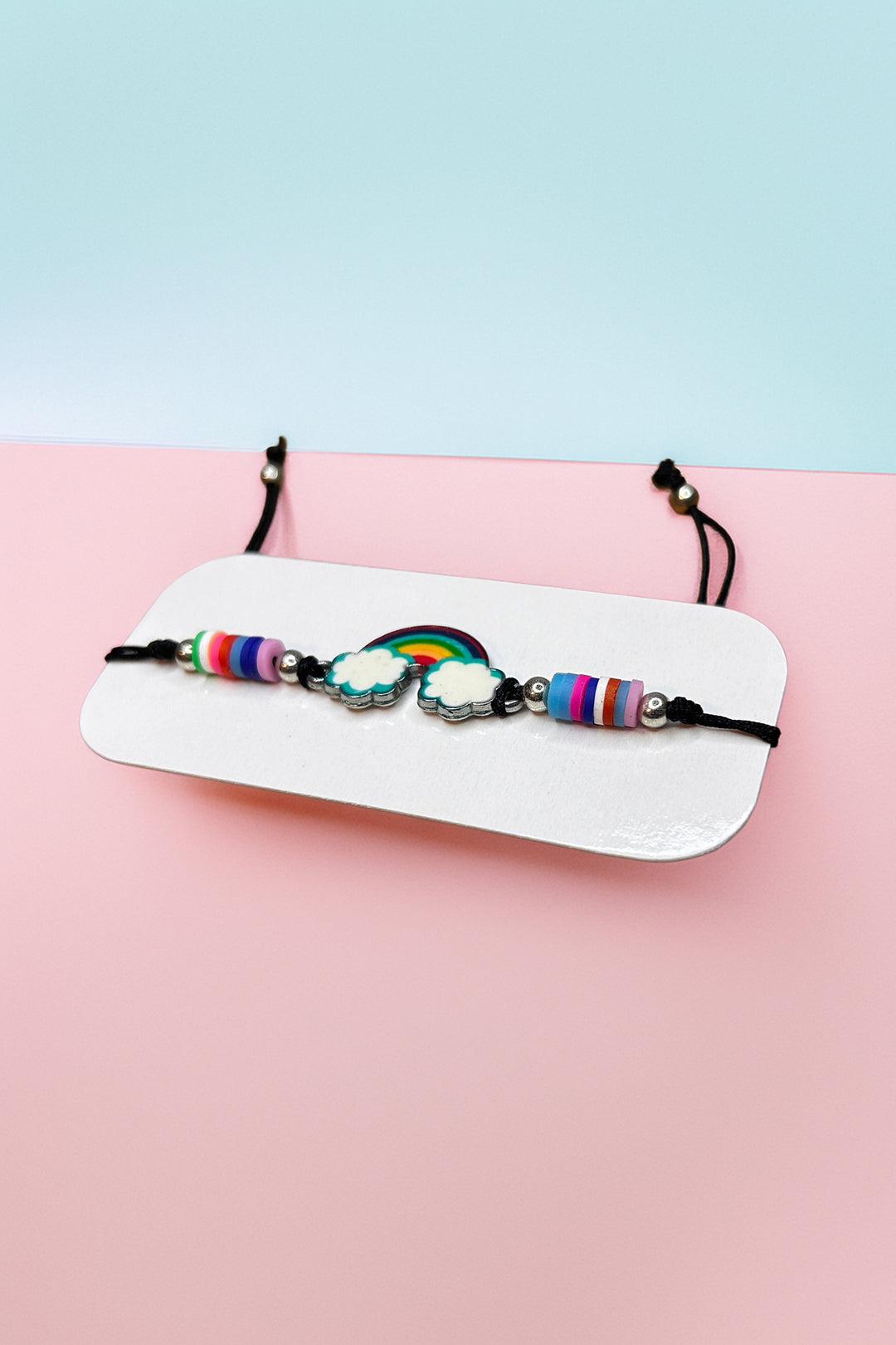 Side angle of rainbow bracelet