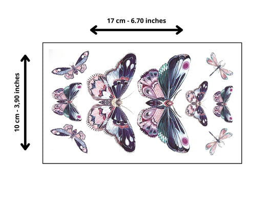 Butterfly tattoo size guide showcasing dimensions