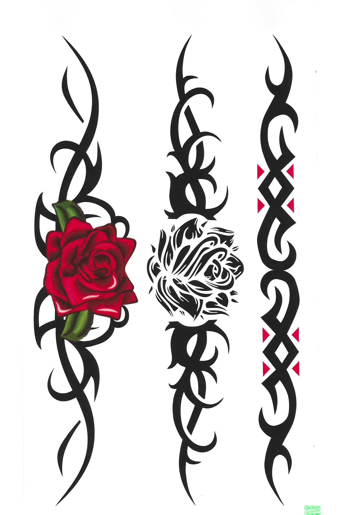 Black and red tribal floral temporary tattoo designs