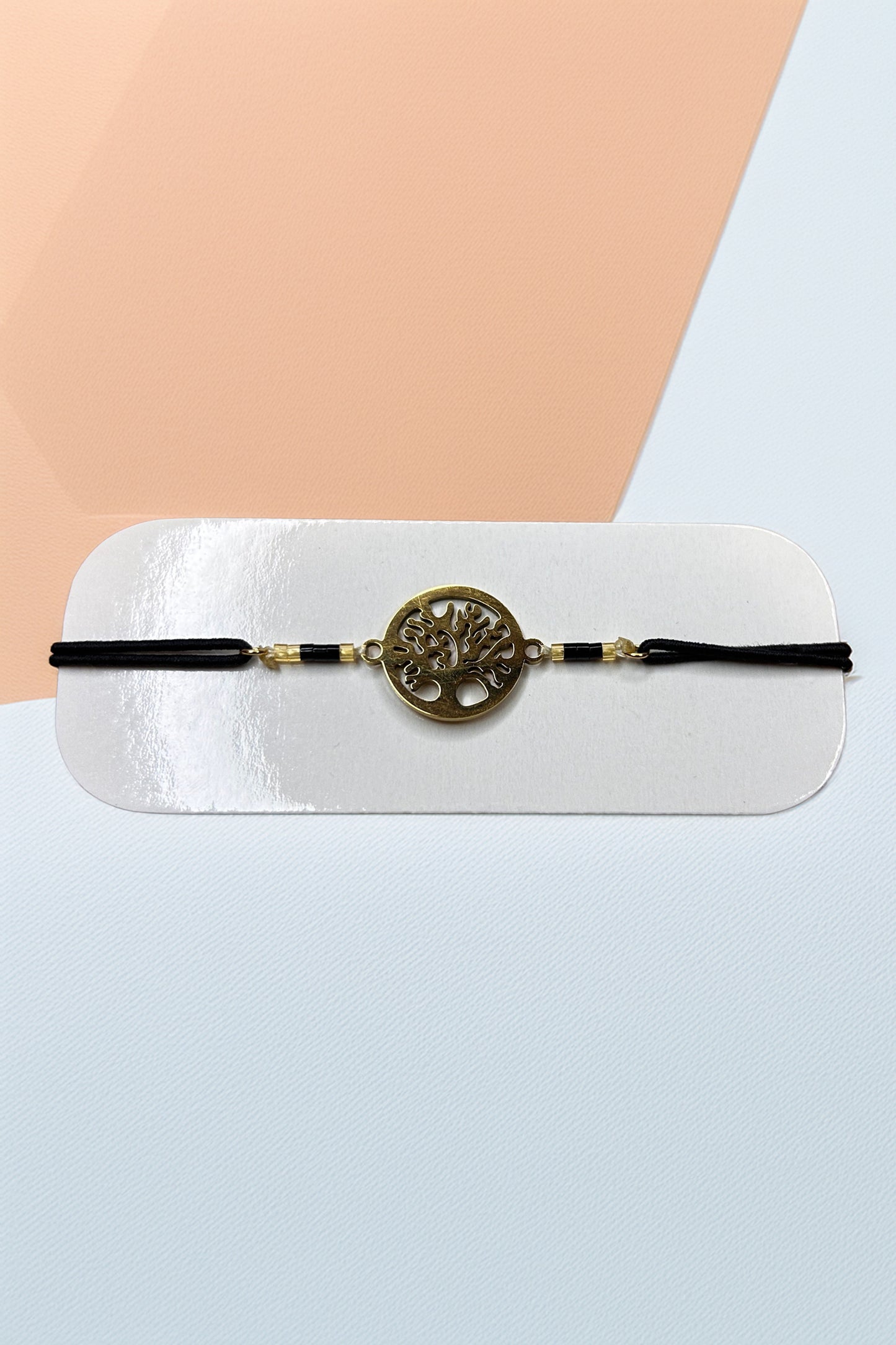 Front view of Tree of Life bracelet emphasizing charm detail