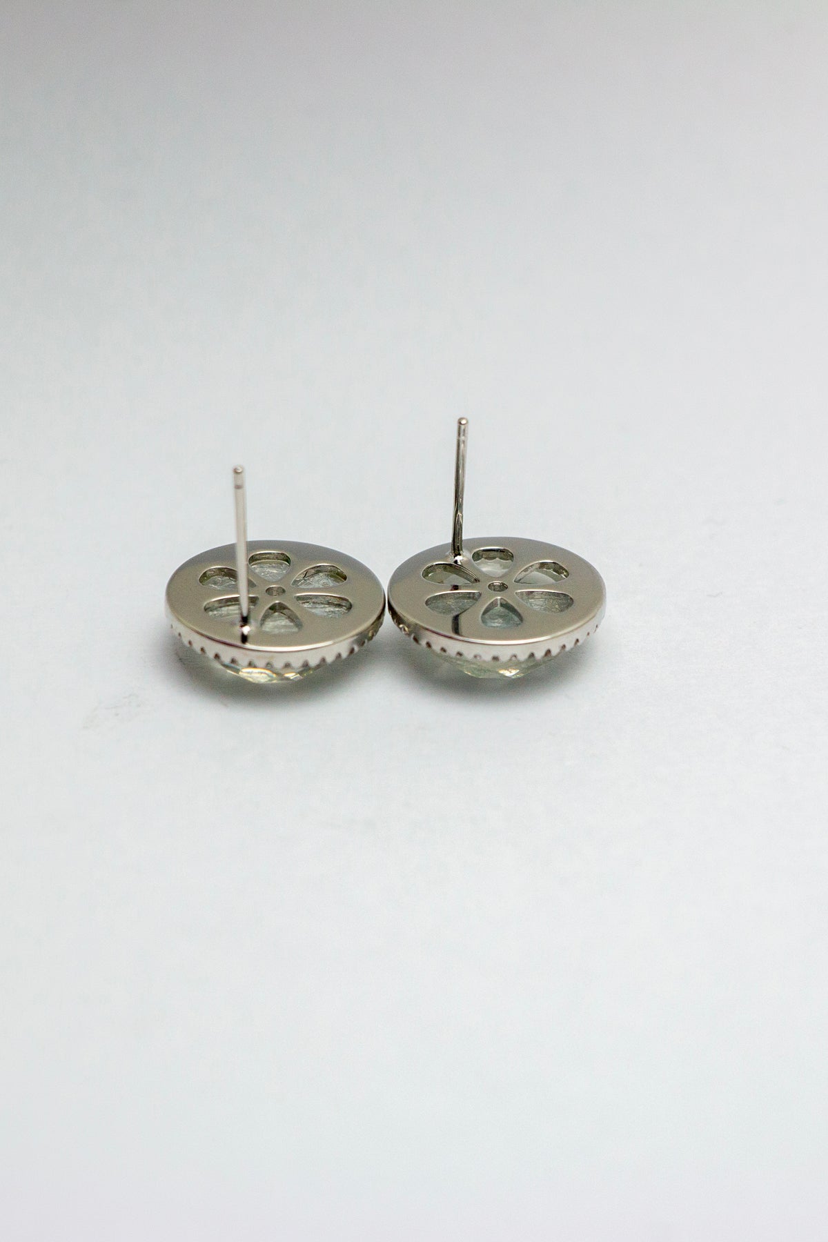 Back view of quartz stud earrings