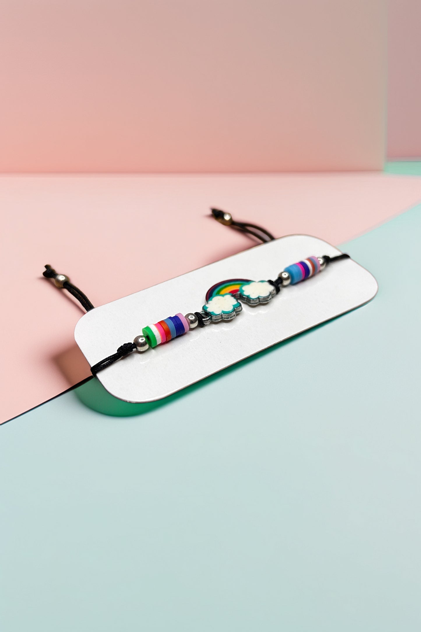 Top perspective of rainbow bracelet